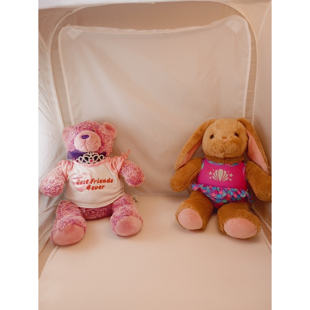Build A Bear Clarice & Rudolph Bunny Rabbit Plush Tan & BF4 Ever Bear - Lot Of 2
